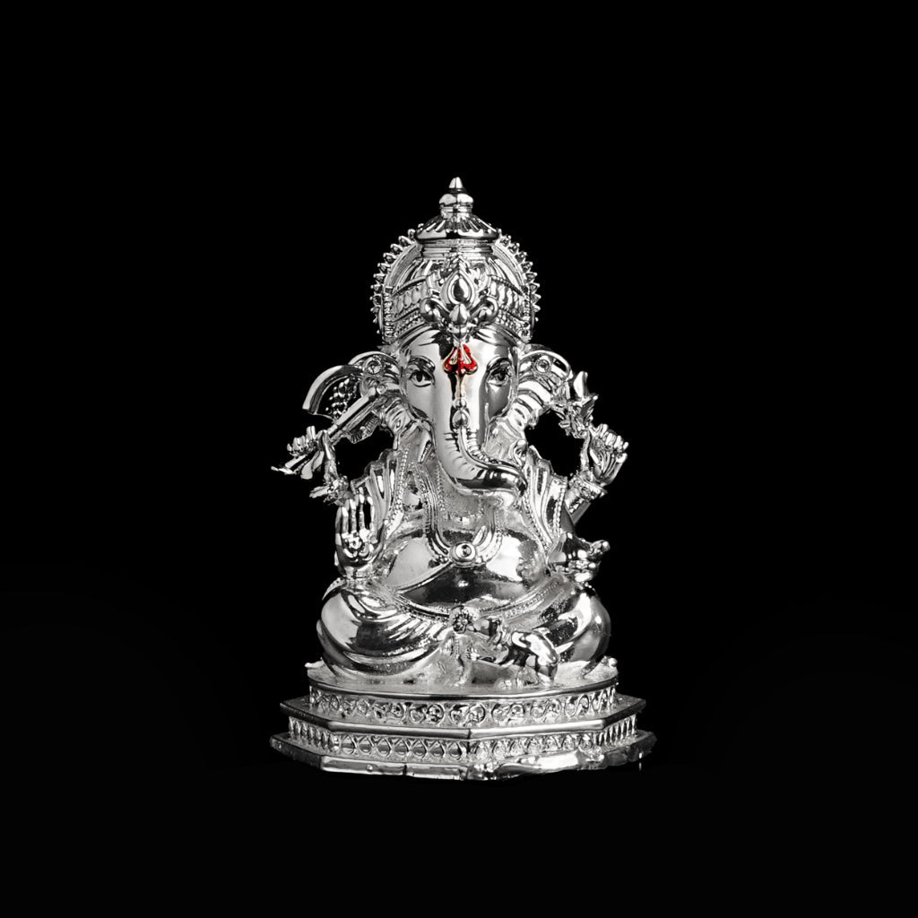 Divine Ganesha Silver Plated Idol Artarium